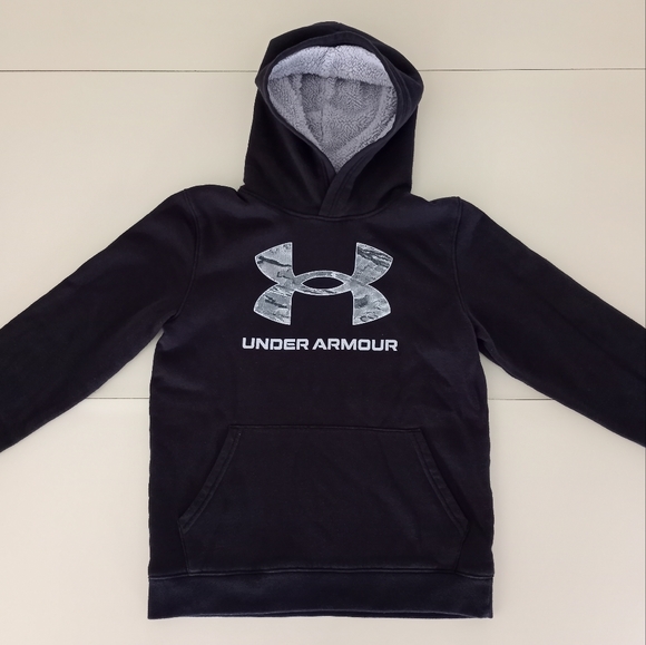 Under Armour Loose Fit Black Camo Hoodie Boys Size Large - Picture 3 of 12